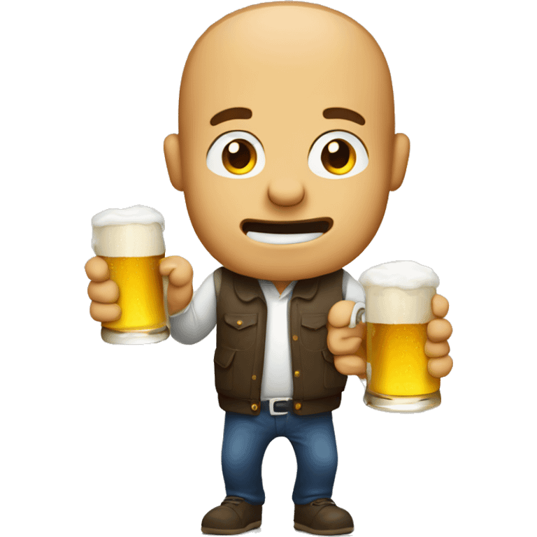 Drunk guy drinking beer emoji