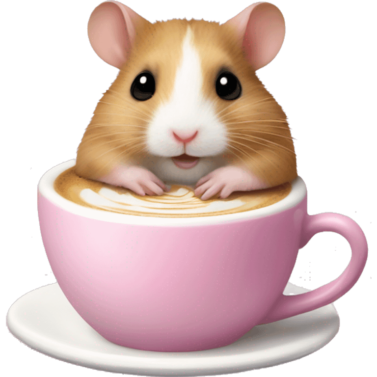 Hamster with a pink lace having a latte emoji