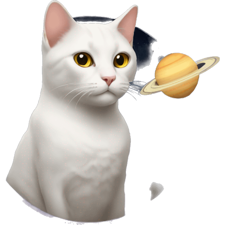 Cat with saturn emoji