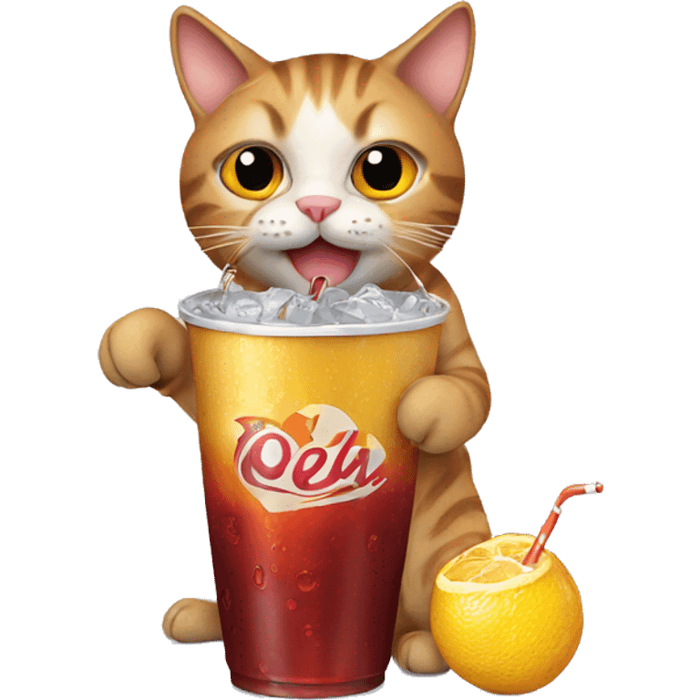 Cat with a soda emoji