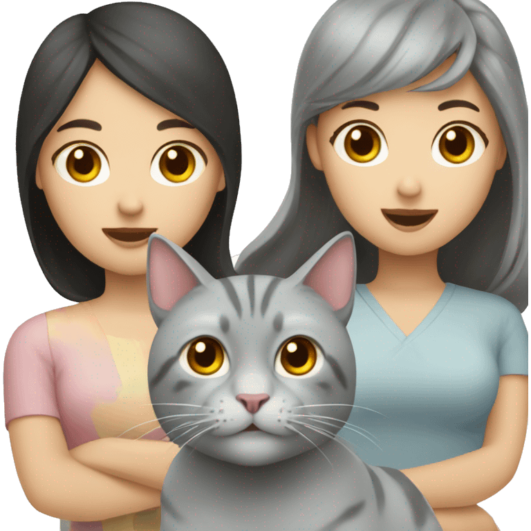 2 Gray cats and an Asian girl emoji