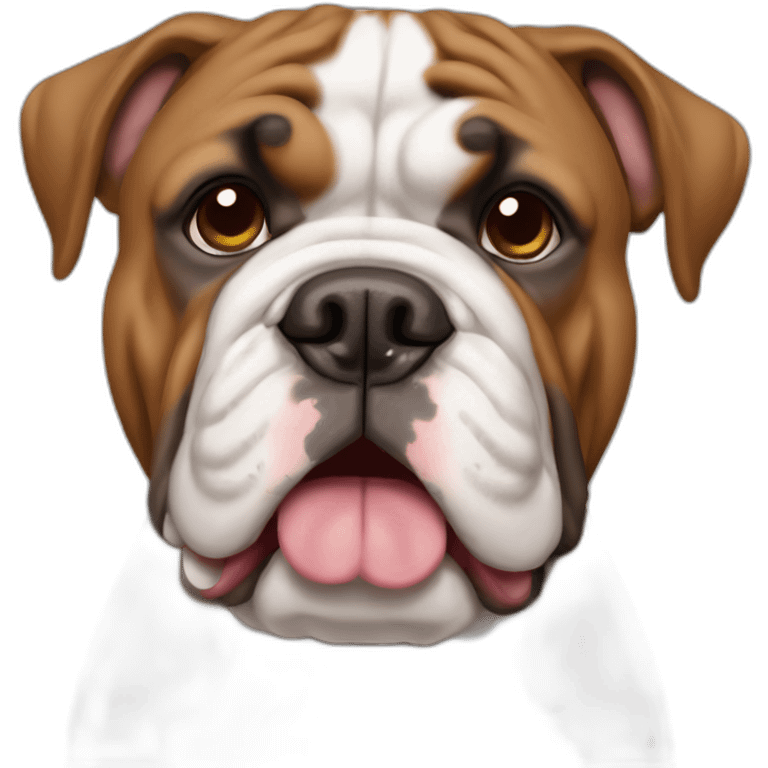 brown and white english bulldog tête emoji