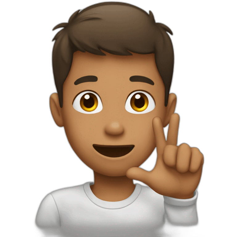 A boy showing heart sign with his hand emoji