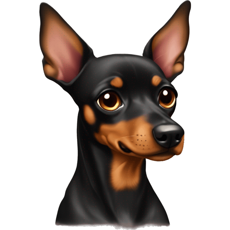 black brindle tan pinscher big ears girly emoji