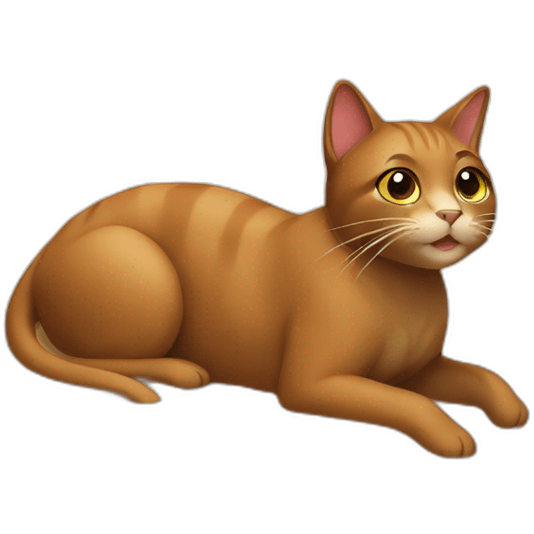 a brown cat bathing on the beach emoji