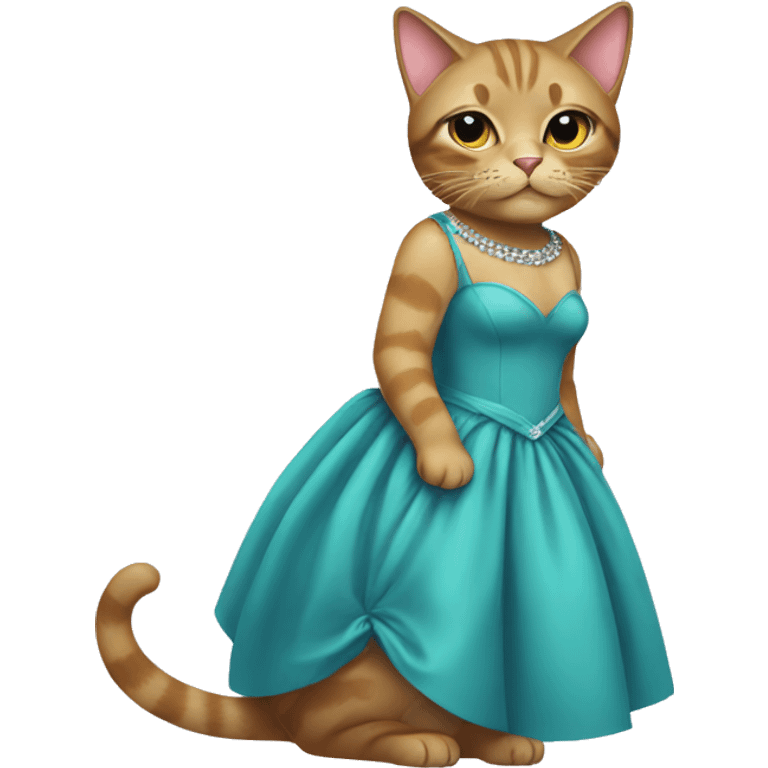 Cat wearing a ball dress emoji