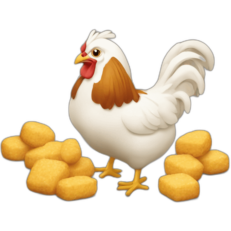 Poule qui mange des nuggets  emoji