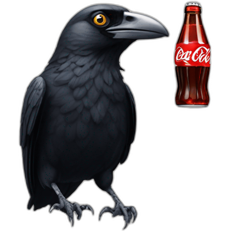 Corbeau noir qui boit du Coca-Cola emoji