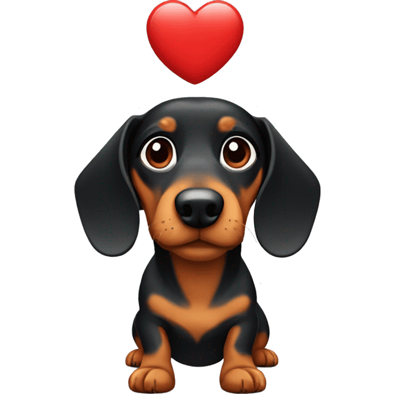 a dachshund with a heart emoji