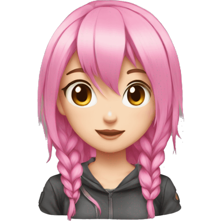 Pink hair, gamer girl, anime emoji