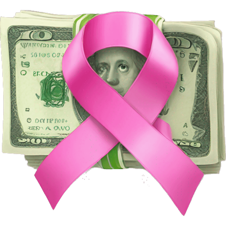 stack of money with pink ribbon  emoji