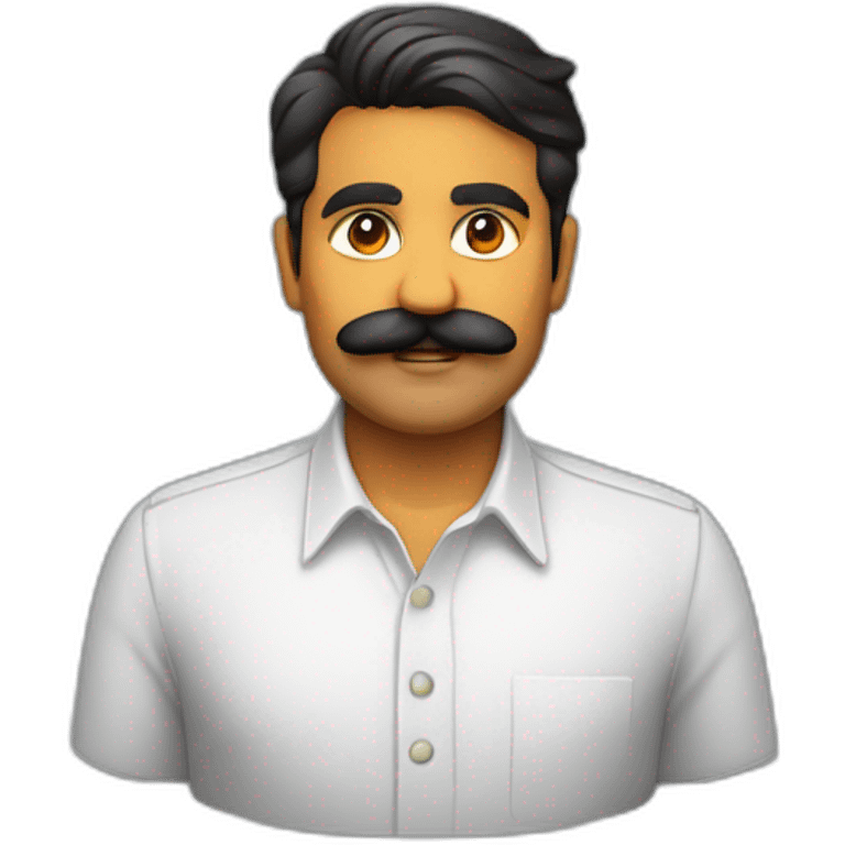 Jayendrasinh Solanki as Developer in white shirt with sleeve up and mustach emoji