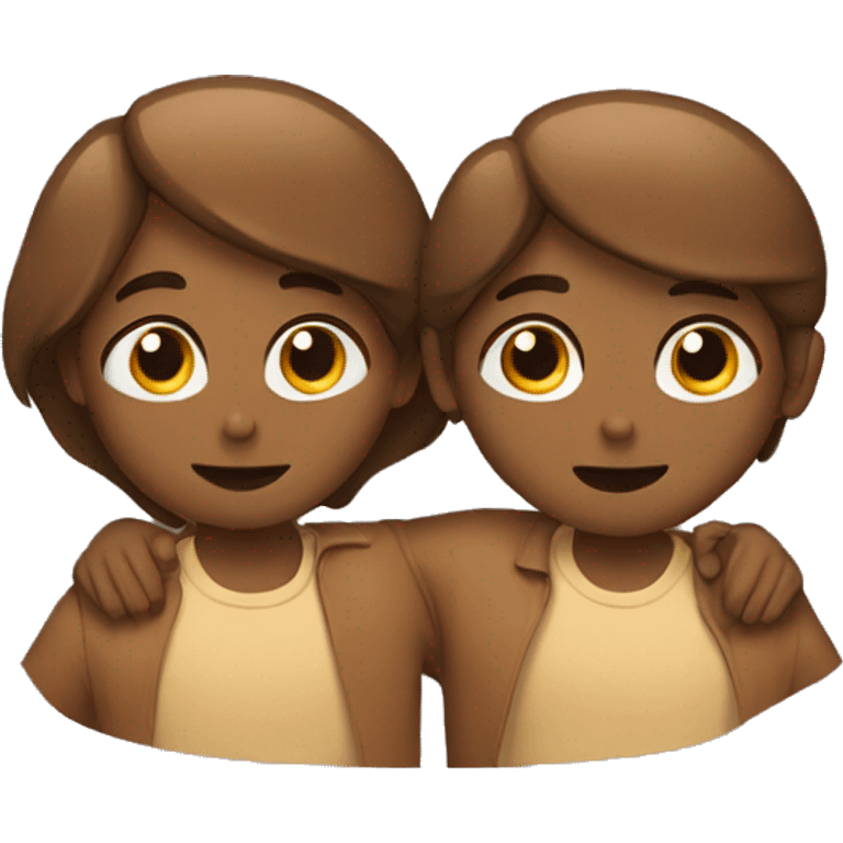 Two brown best friend hugging emoji