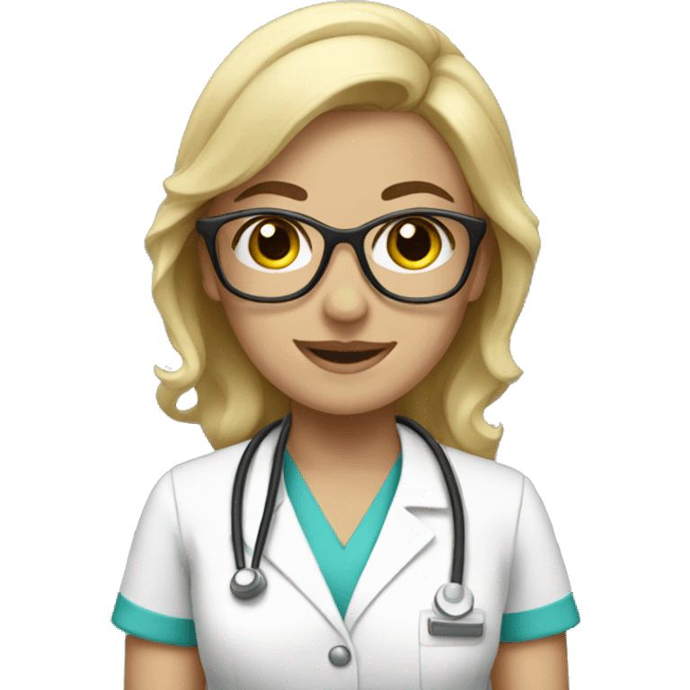 Blonde nurse with glasses emoji