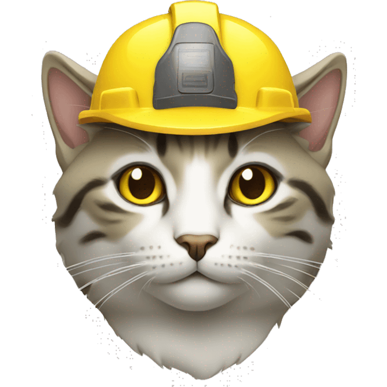 worker cat head with yellow  hard hat emoji