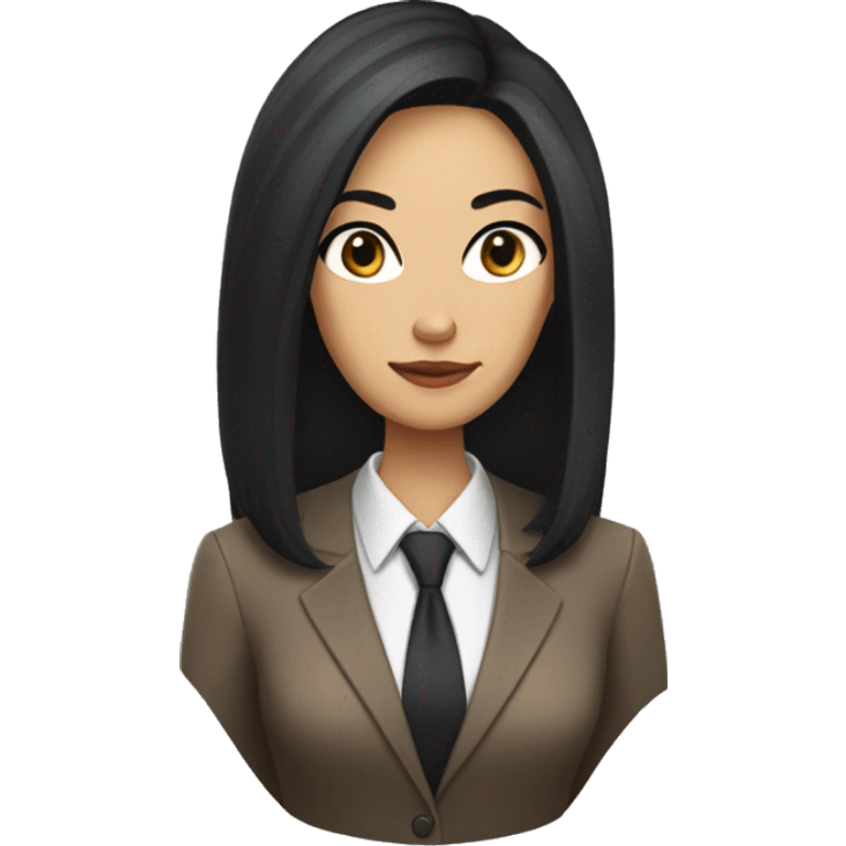 Female defense attorney with long black hair with brown suit emoji