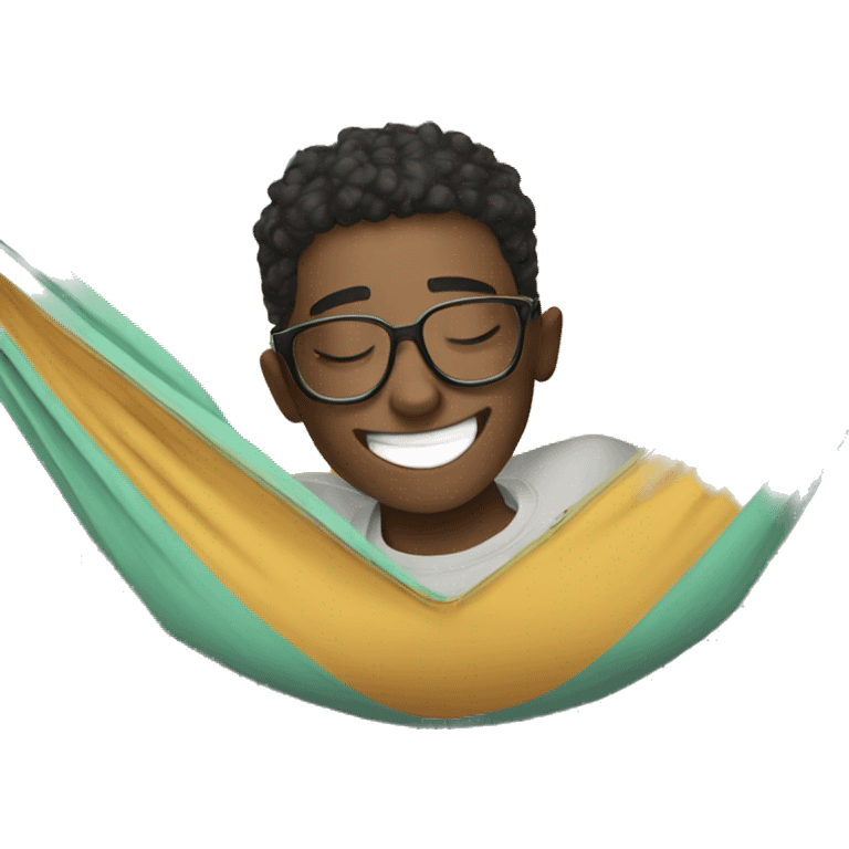 smiling boy with glasses meme sleeping in a hammock  emoji