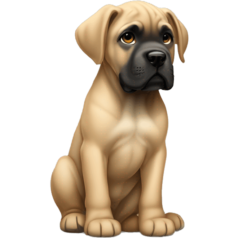 cane corso puppy with uncropped ears a black snout and tan fur  emoji