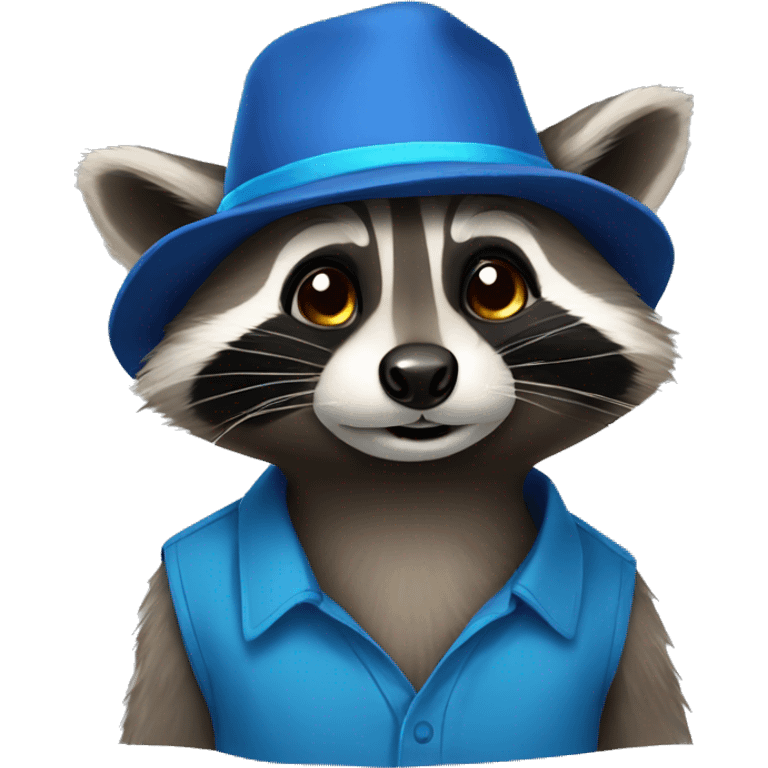 Raccoon wearing blue shirt and hat emoji