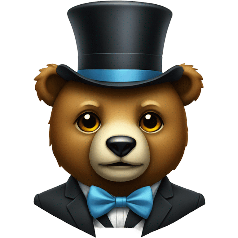 Robot bear with small top hat and bow tie emoji