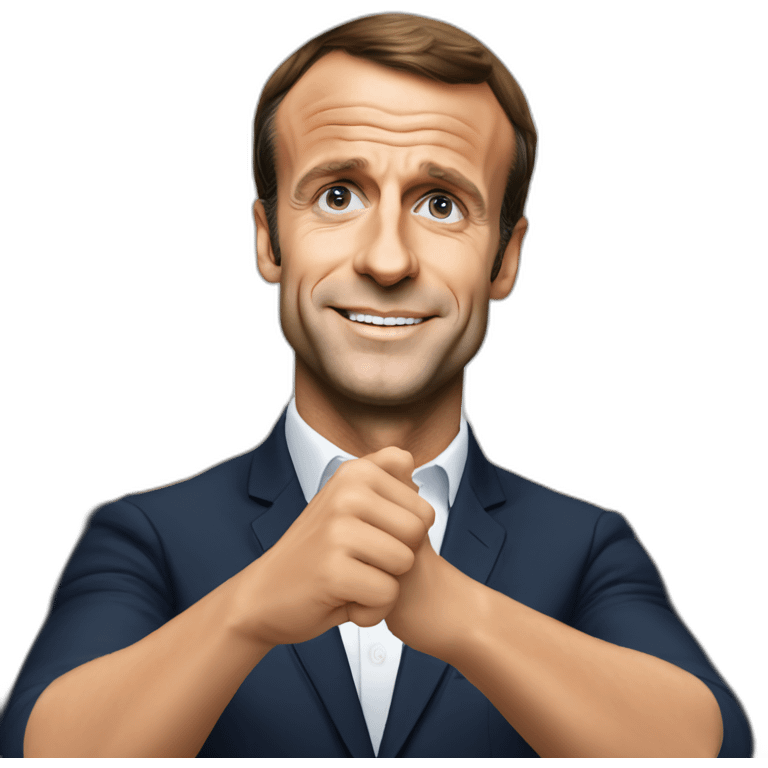 Emmanuel macron en train de faire un doigts emoji