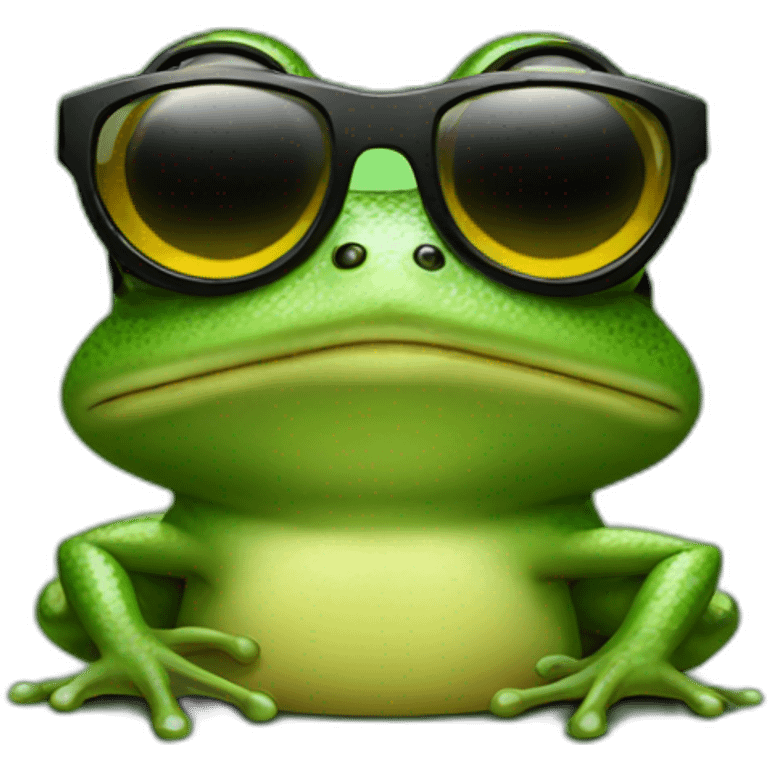 Frog with sunglasses and guns emoji