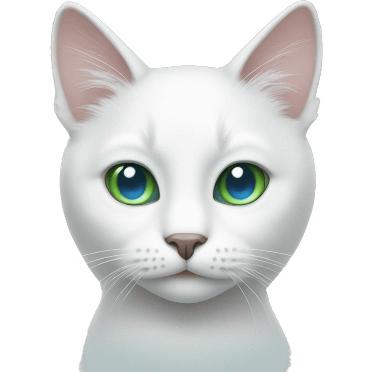 White cat with green and blue eyes emoji