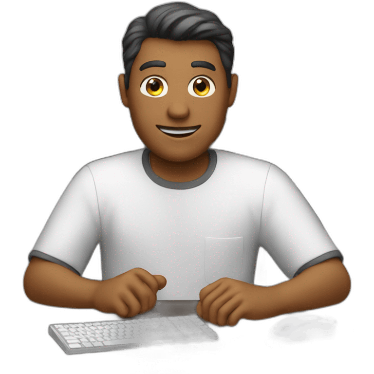 A man working with computer emoji