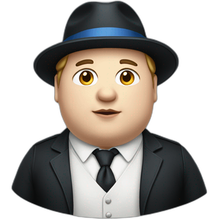 young fat white man wearing a black trilby and a blue waistcoat emoji