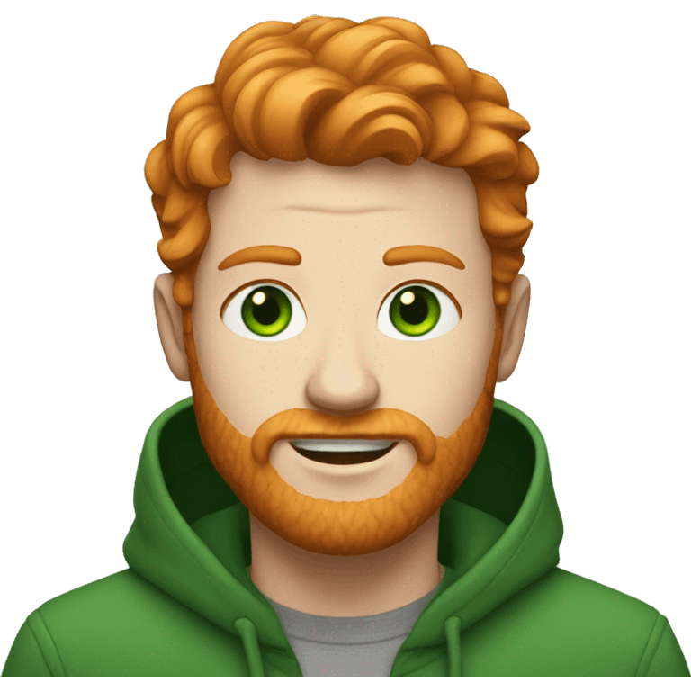 Ginger guy in hoodie with green eyes emoji