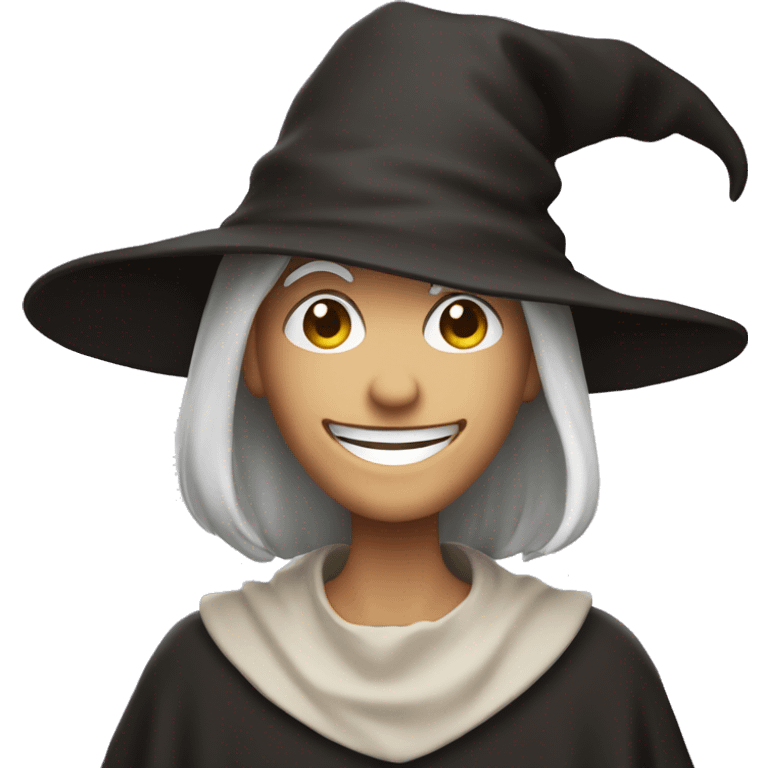 Smile in mantle in witch hat  emoji