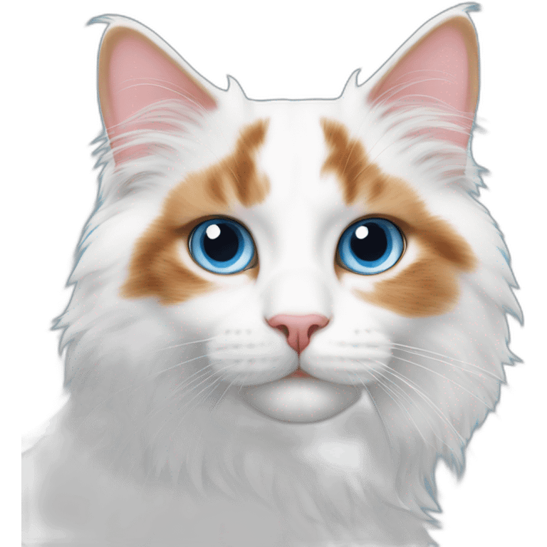 Fluffy cat turkish van blue eyes emoji