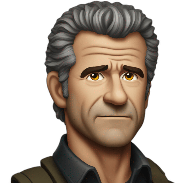 Mel Gibson portrait without smile emoji