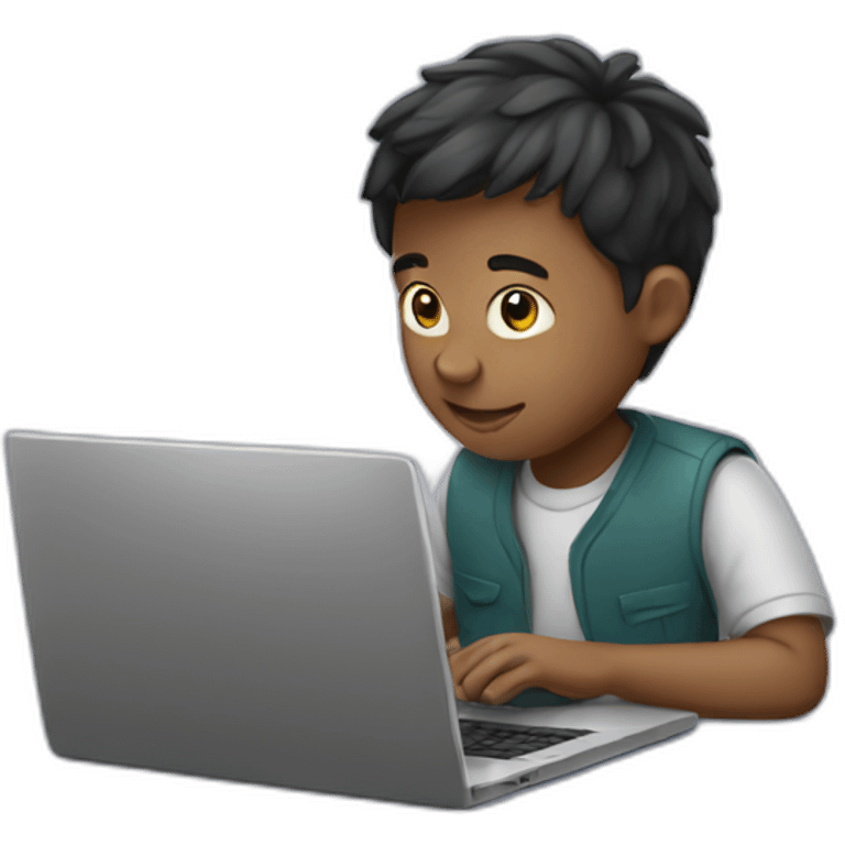 Boy working on laptop emoji