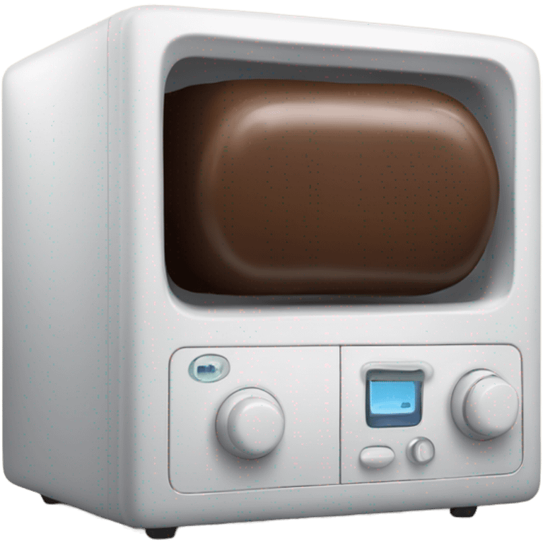 Microwave with a cylindrical chocolate bar inside emoji