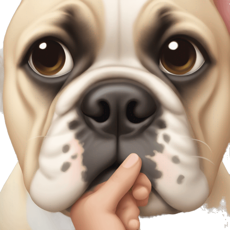 French bulldog holding nose impatient emoji