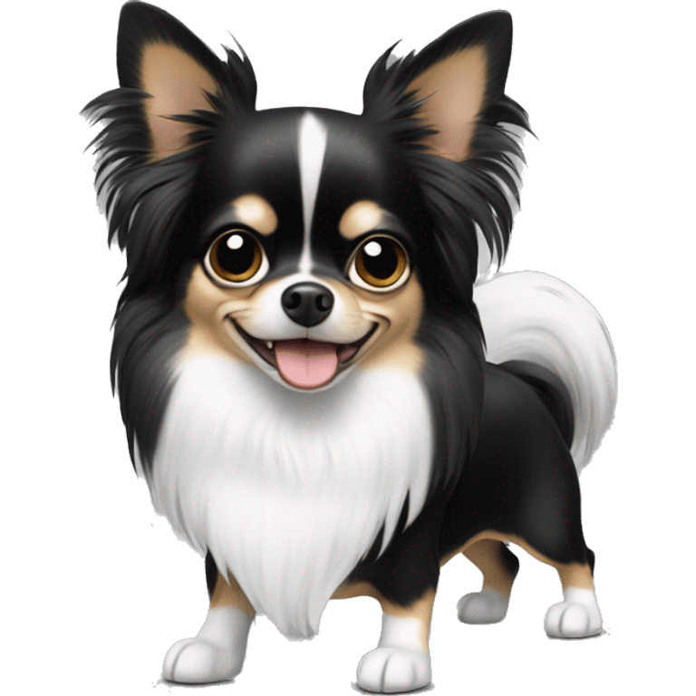 Black and white long-haired Chihuahua emoji