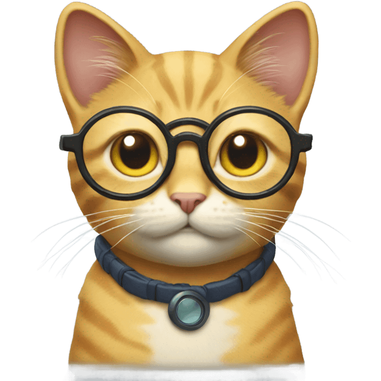 Cat with glasses playing Pokemon emoji