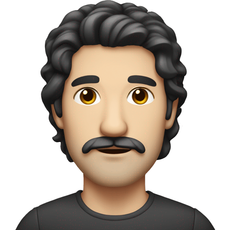 man with dark hair, moustache, light beard and white skin emoji