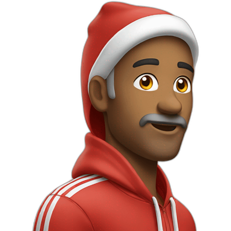 santa in red adidas hoodie emoji