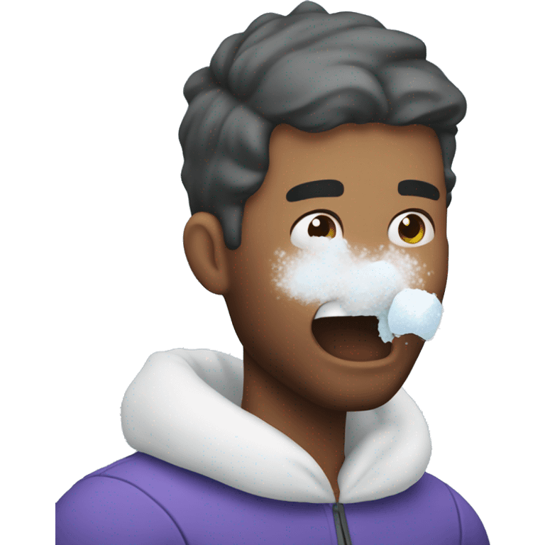 Man hit in face with snowball emoji