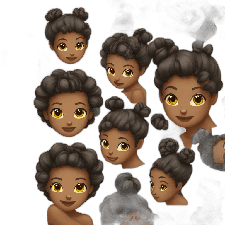 black girl double hair buns emoji