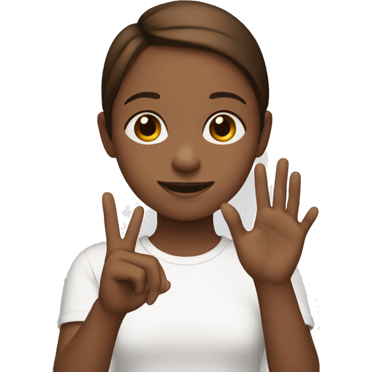 Deaf girl doing sign language with brown hair emoji