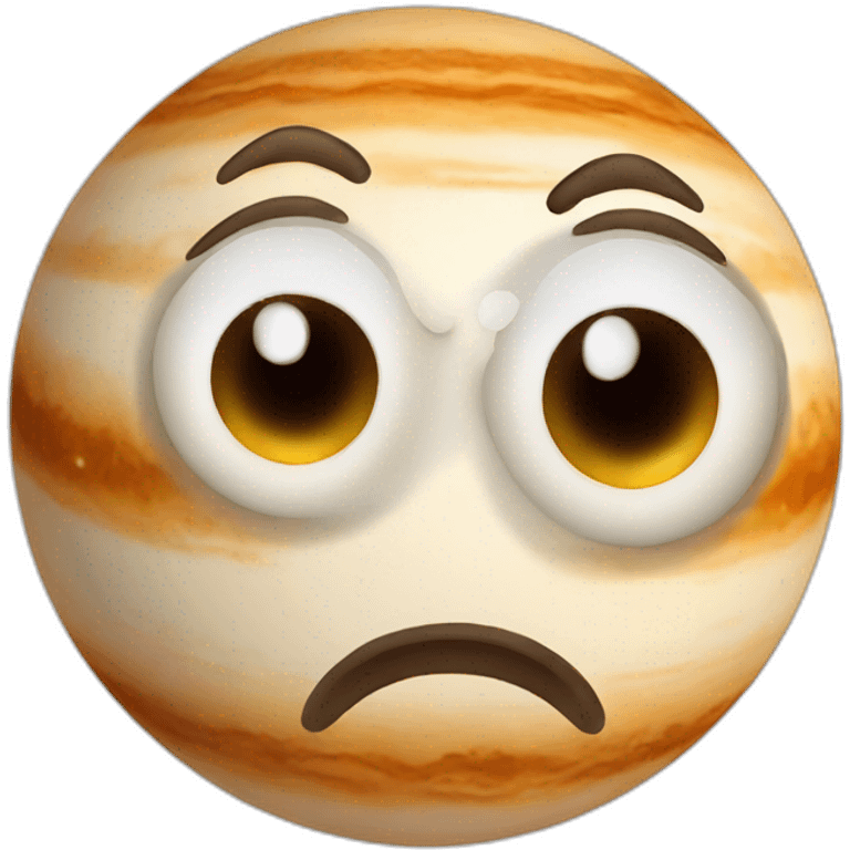 planet Jupiter with a cartoon racial face with big confident eyes emoji