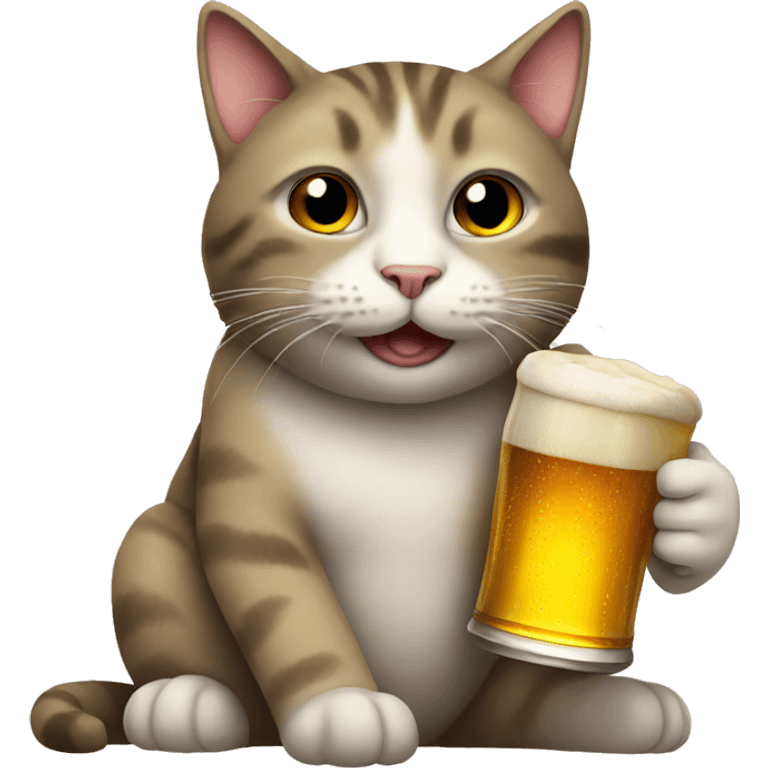 Cat holding beer emoji