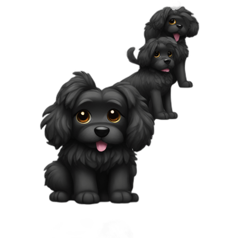 all black furry cute dog standing ears emoji