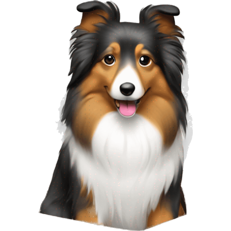 Shetland sheepdog sitting in box emoji