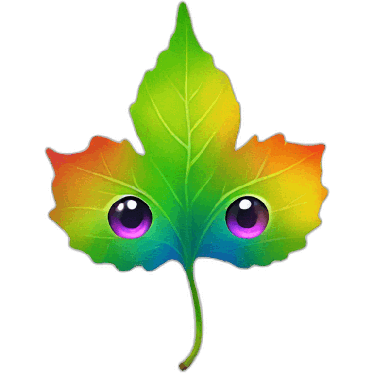 Rainbow leaf with eyes emoji