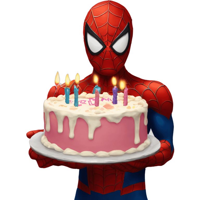 Spiderman Holding Birthday cake emoji