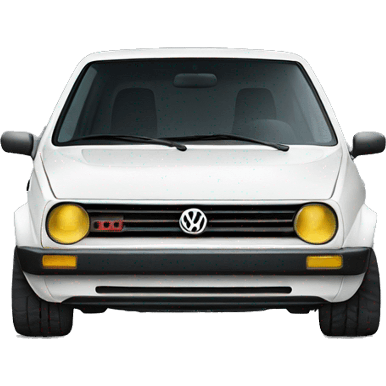 Volkswagen Golf with horns sitting on the hood emoji